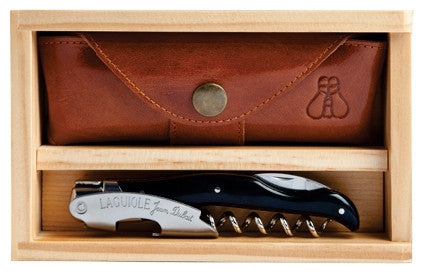 Laguiole Millesime Waiter's Corkscrew Set- Black Horn