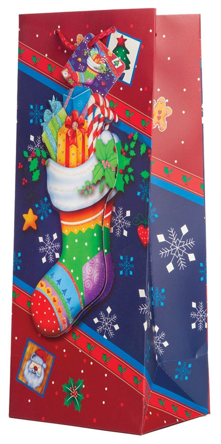 Pop-Up A Stocking Was Hung Wine Gift Bag