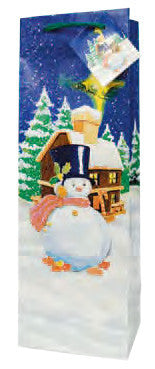 Frosty Eve Paper Holiday Wine Bag