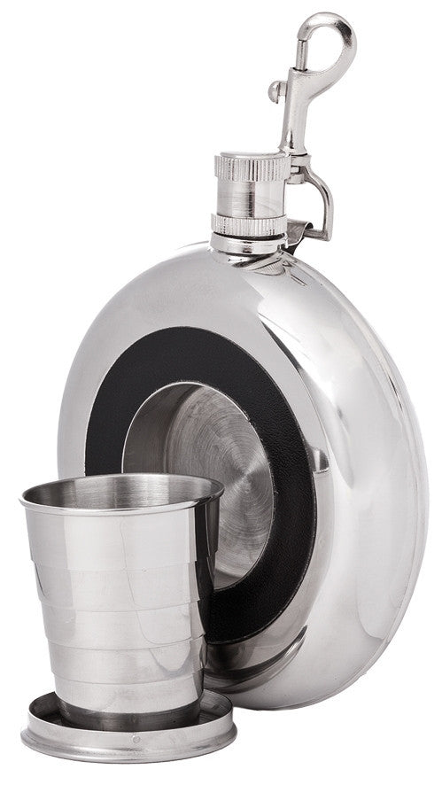 Round Flask with Built-In Collapsible Cup