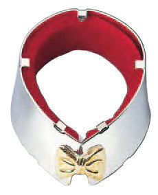 Tuxedo Wine Bottle Drip Collar, Silver Plated, With Gold Bow