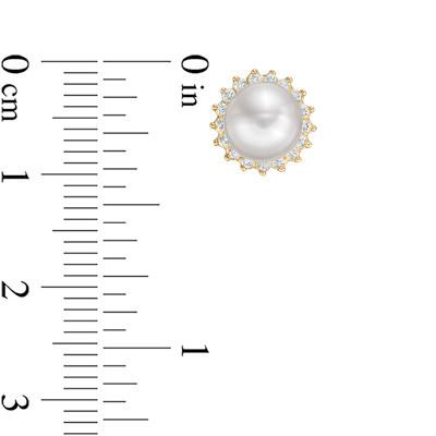 Pearl Diamond Sunburst Frame Stud Hoops