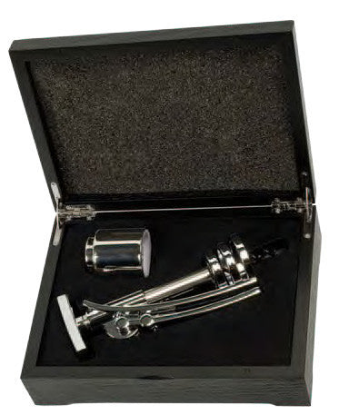 Ratchet Corkscrew with Stainless Steel Wine Stopper, Black Wood Box