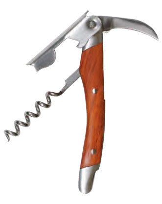 Straight Stainless Corkscrew with Rosewood Color Wood Inset