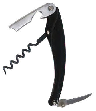 Dauphine Waiter's Corkscrew, Solid Metal Body Black
