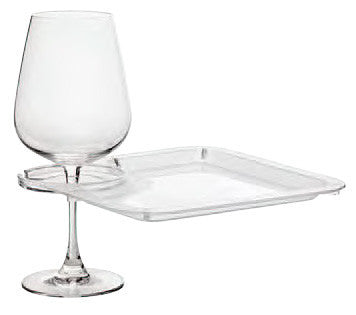 Square Party Plate with Built-In Stemware Holder