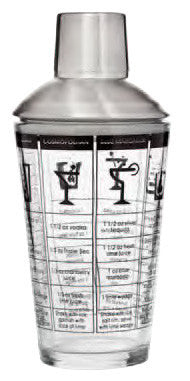 Recipe Cocktail Shaker, Stainless Steel/Glass