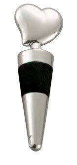 Solid Heart Bottle Stopper, Silver Plated