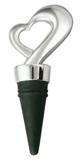 Framed Heart Bottle Stopper, Silver Plated
