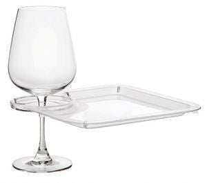 Square Party Plate With Built-In Stemware Holder (set of 4 in a box)